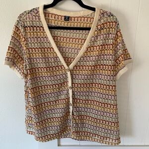 SHEIN Cream and Multicolor Button Down Shirt